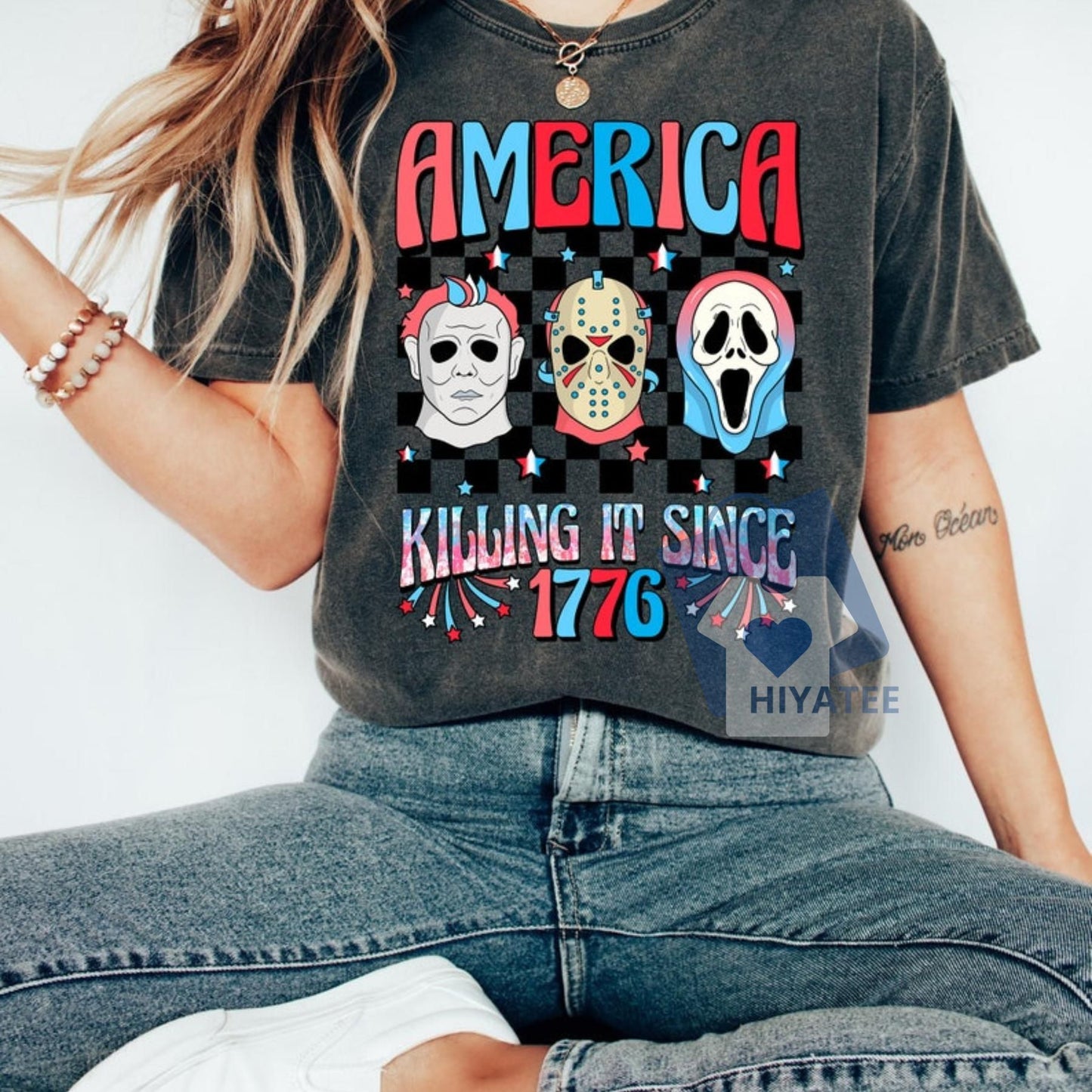 Killing It Since 1776 Shirt – Funny 4th of July Horror Tee for Men & Women