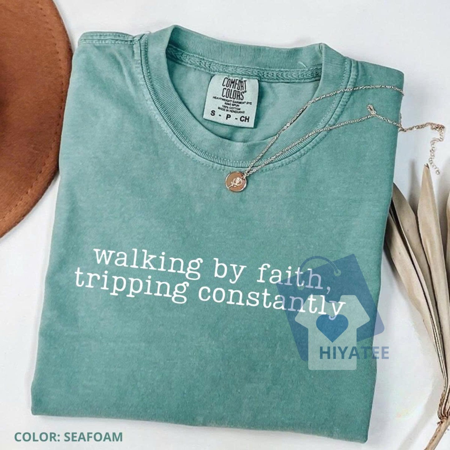 Walking by Faith Tripping Constantly T-Shirt – Comfort Colors Inspirational Christian Tee for Women, Minimal Western Jesus Shirt