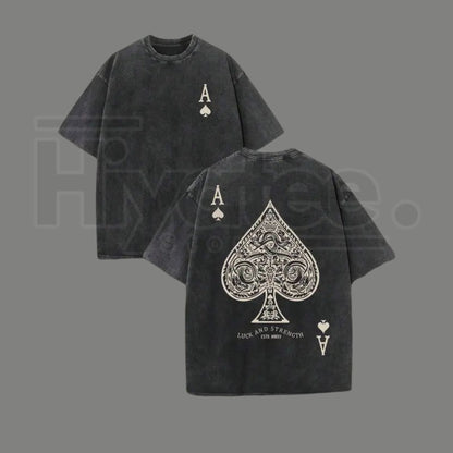 Luck and Strength Vintage Washed T-Shirt – 230G Heavy Cotton Double-Sided Graphic Tee