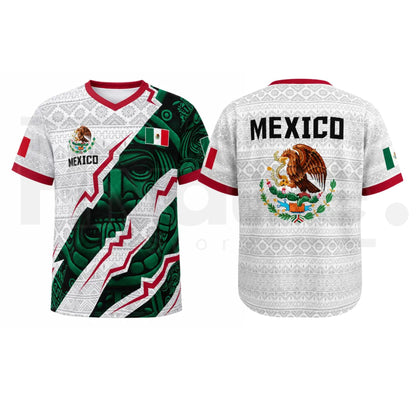 2026 New Mexican Soccer Jersey – Men's Mexico Aztec Calendar Style V-Neck Football Shirt