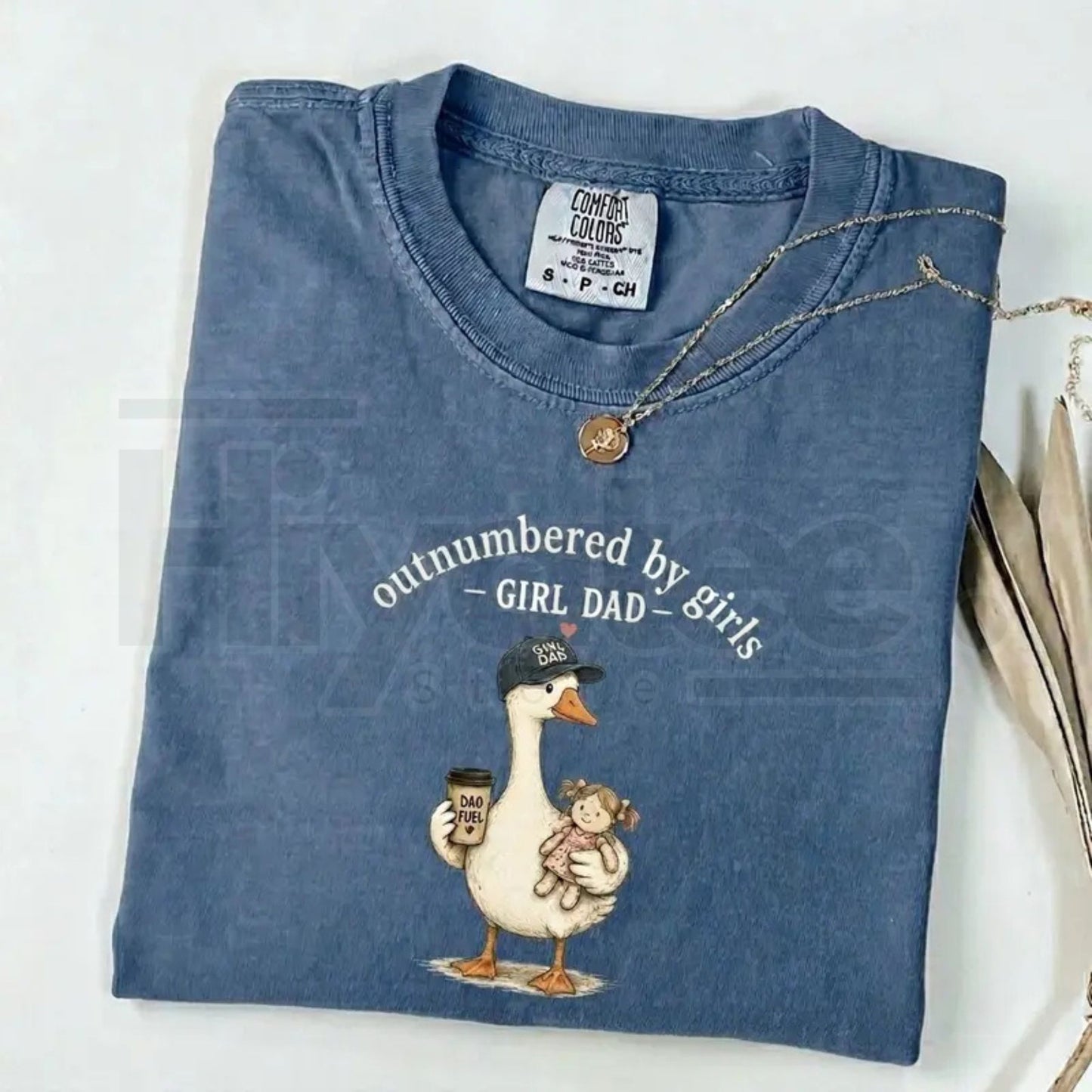 Comfort Colors Girl Dad Shirt – Funny Outnumbered By Girls Duck Graphic Tee