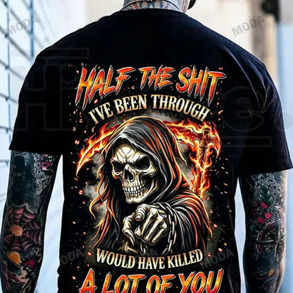Gen X Half The Shit I've Been Through Custom Year Skull T-Shirt – Chaosmoda Men's Graphic Tee