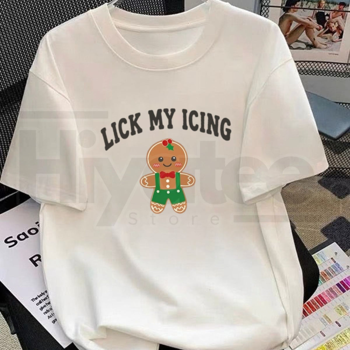 Eat My Cookie & Lick My Icing Matching Christmas Couples T-Shirts – Funny Gingerbread Holiday Graphic Tees