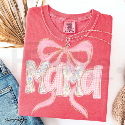 Comfort Colors® Floral Mama Shirt – Trendy Flower Mom Spring Tee & Pregnancy Reveal Gift