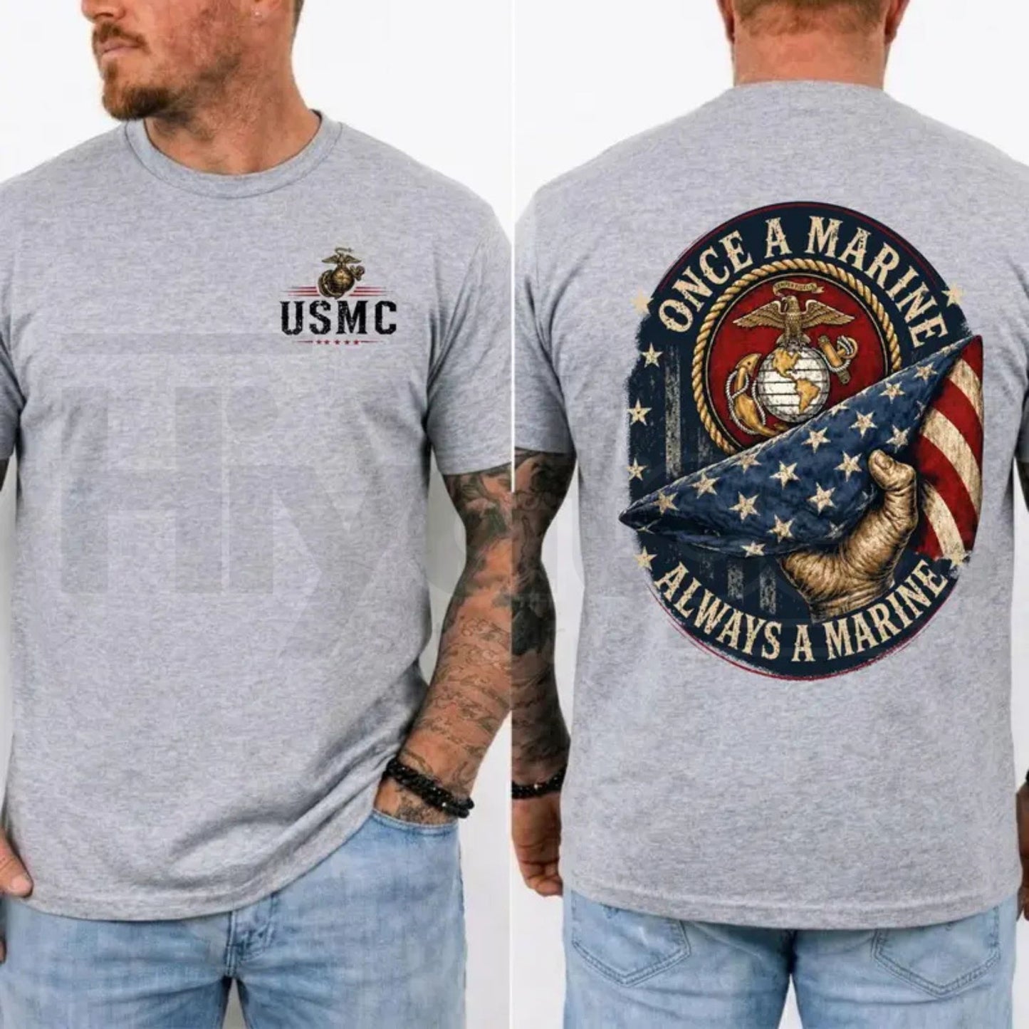 Once a Marine Always a Marine T-Shirt – USMC Veteran Patriotic Graphic Tee