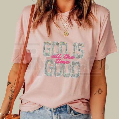 "God is Good" Camo – Asphalt Gray Faith-Based Graphic Top