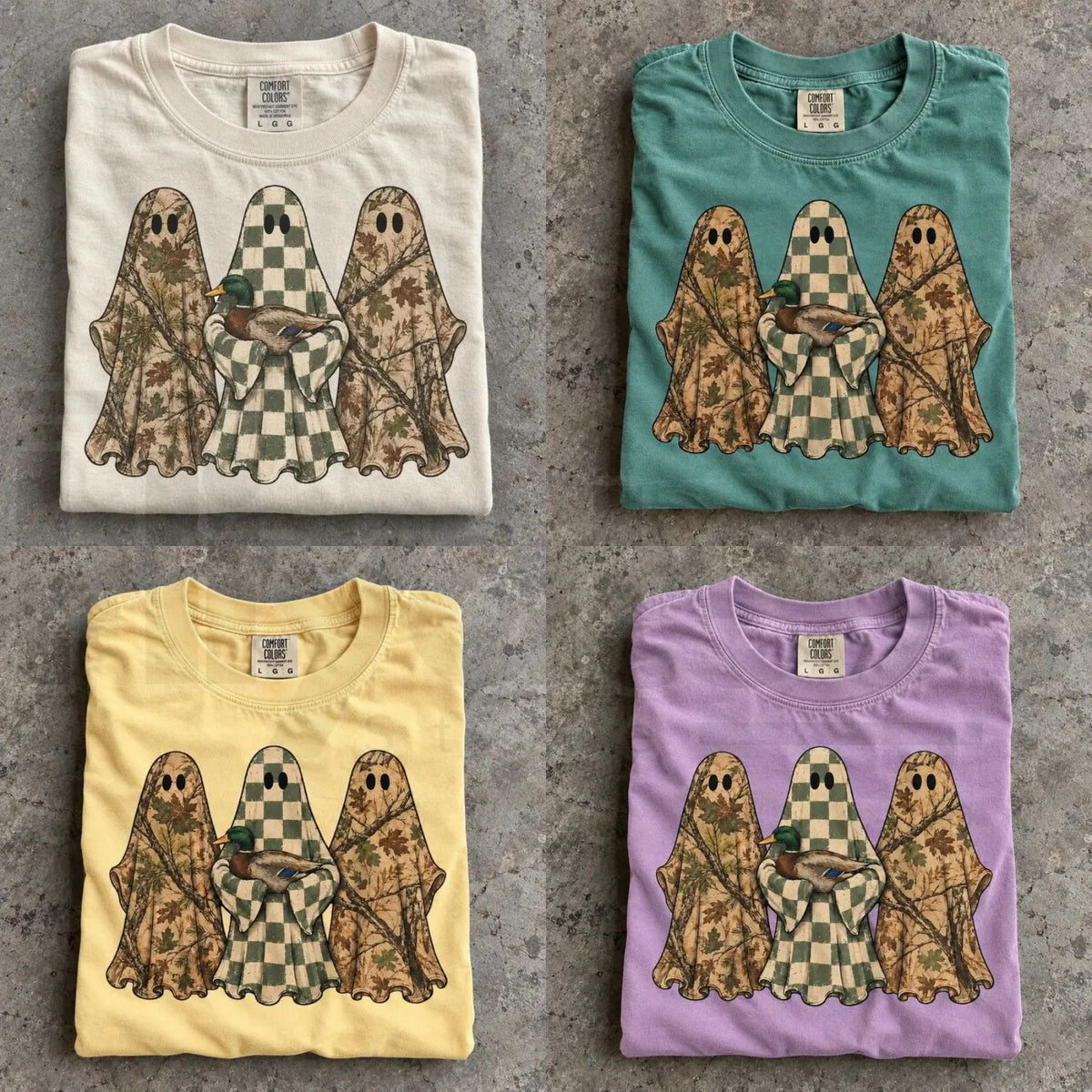 Hunting Season Ghosts Comfort Colors Shirt Camo Mallard Duck Halloween Tee