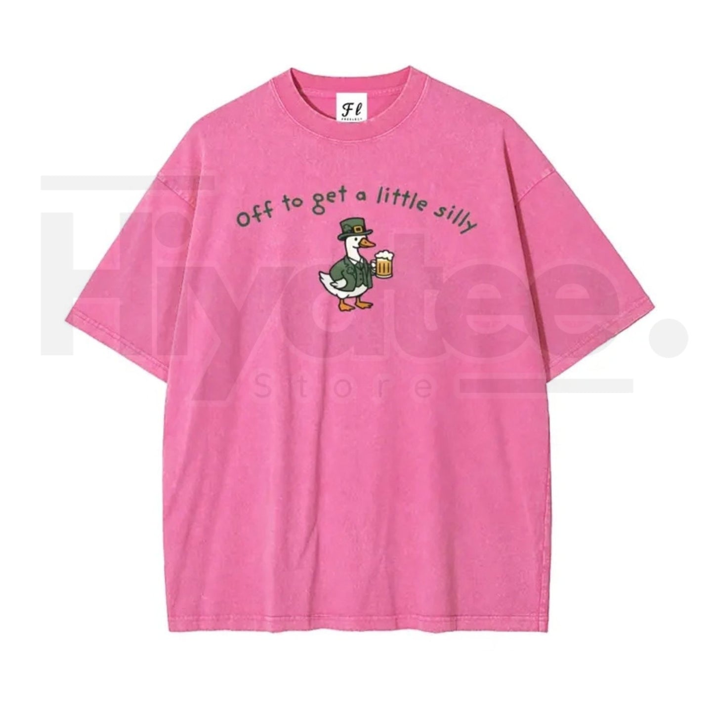 Unisex “Off to Get a Little Silly” Vintage Washed T-Shirt – Shamrock St. Patrick’s Day Graphic Tee