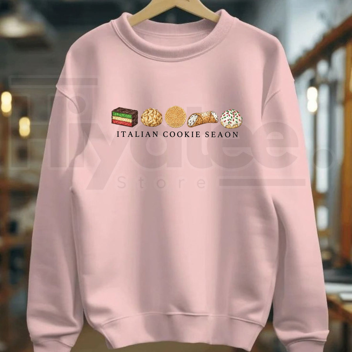 Italian Cookie Christmas Sweatshirt, Retro Holiday Bakery Graphic Pullover