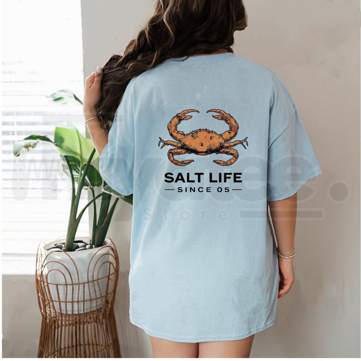 Coastal Vintage Crab T-Shirt – Retro Salt Life Slate Blue Graphic Tee