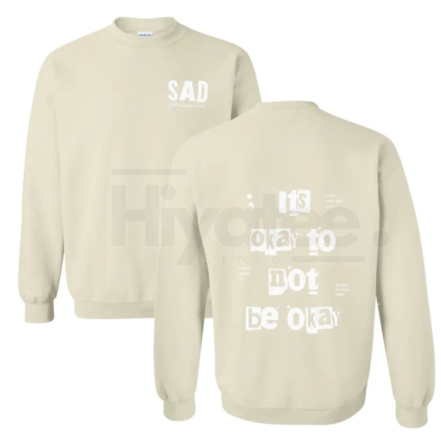 Stay Another Day "It's Okay To Not Be Okay" 2.0 Sweatshirt: Mental Health Awareness Crewneck, Casual Stylish Pullover Top, Long Sleeve Underwear Biker