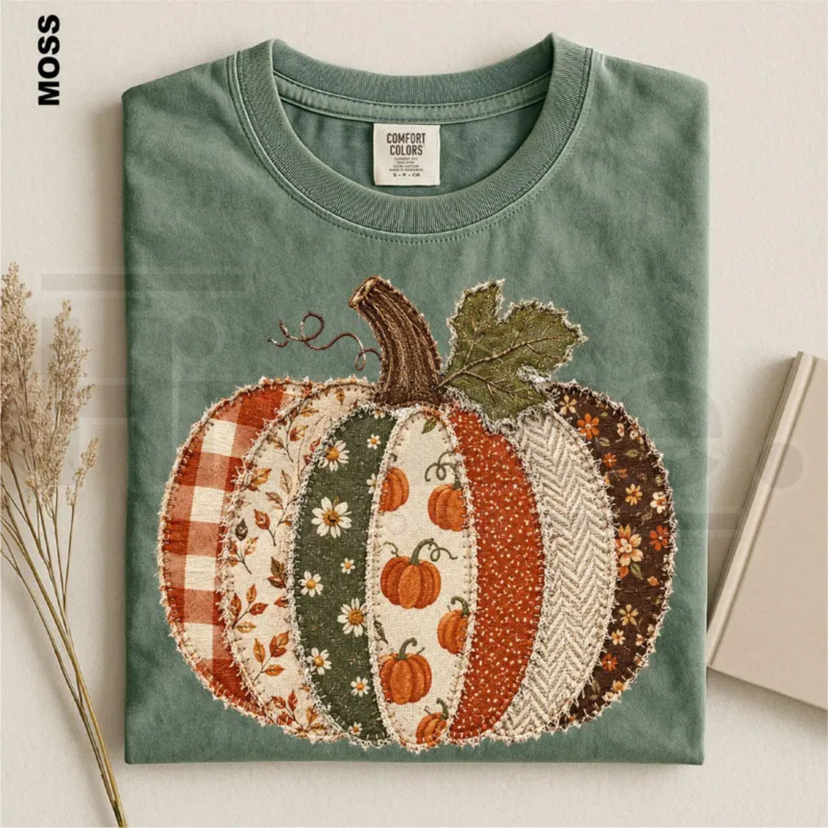 Comfort Colors Faux Patchwork Fall Pumpkin Thanksgiving Tee