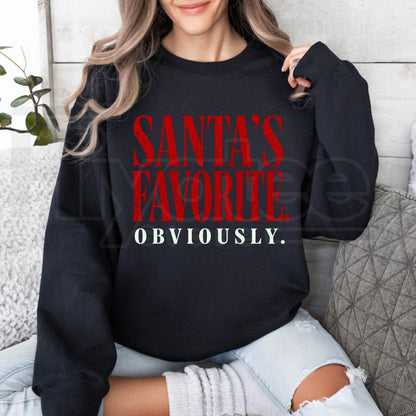 Santa's Favorite Sweatshirt, Funny Christmas Holiday Graphic Pullover