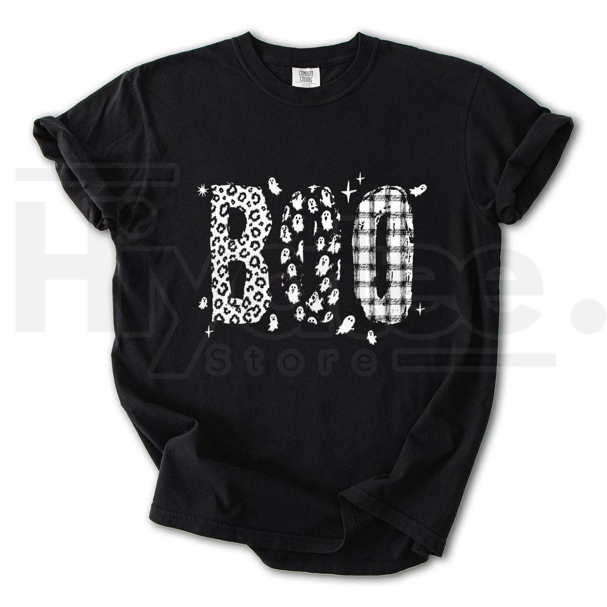 Comfort Colors Leopard Print Boo T-Shirt – Cute Ghost Halloween Tee
