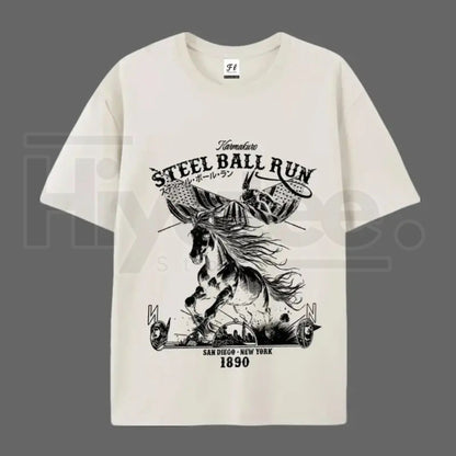 "Steel Ball Run" Horse Racing – SBR American Flag Graphic Top