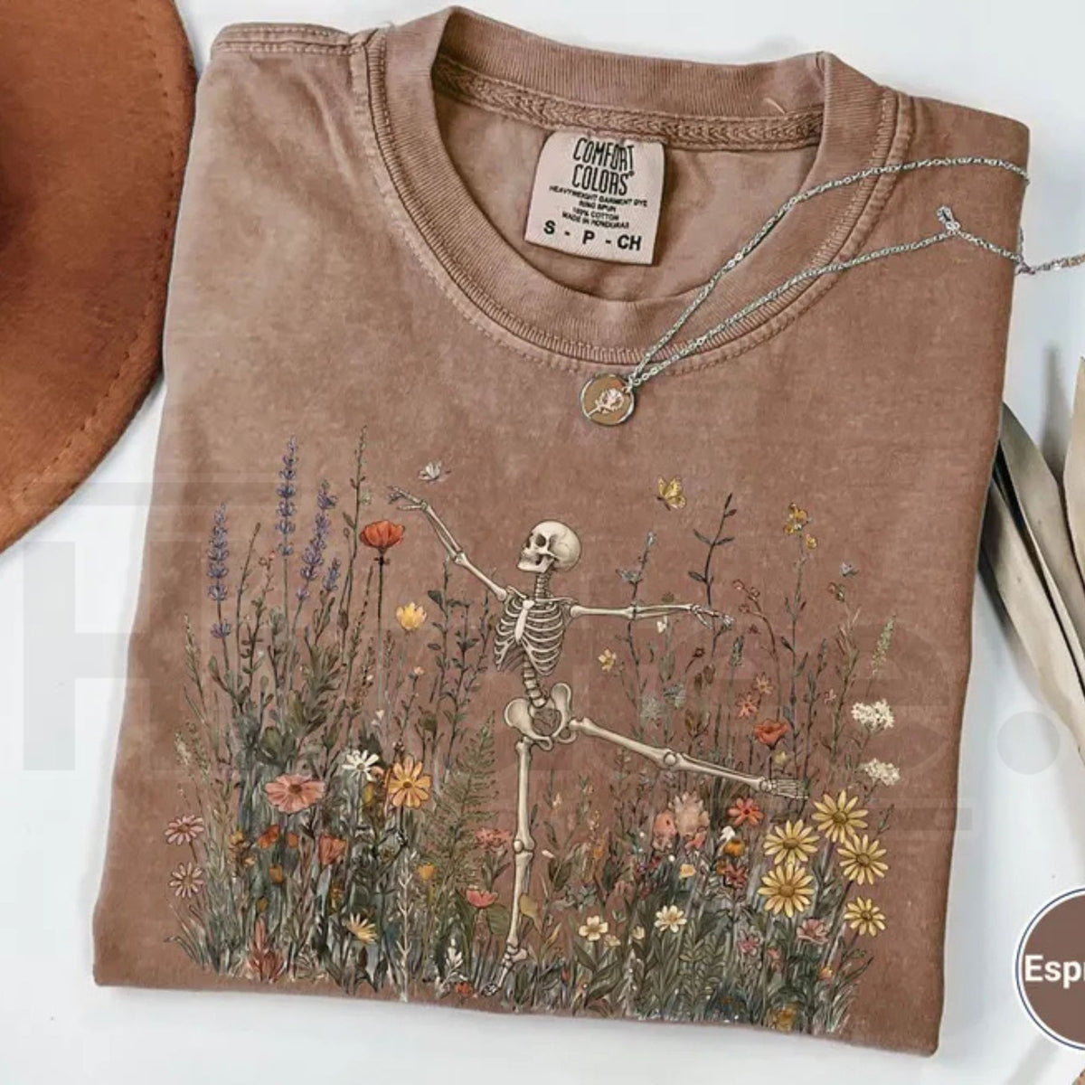 Comfort Colors Skeleton Dancing Arabesque Wildflower Cottagecore Nature Shirt