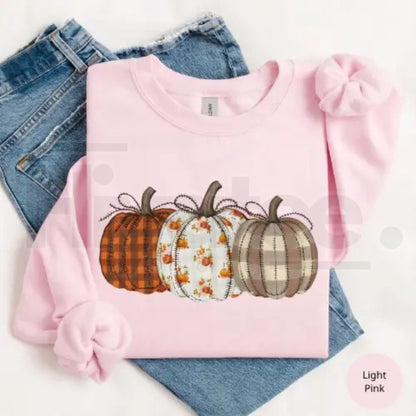 Boho Fall Pumpkin Gildan Sweatshirt – Cute Autumn Harvest Graphic Crewneck, Cozy Thanksgiving Gift
