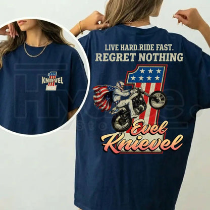 Vintage Evel Knievel Tee – Live Hard Ride Fast American Rider T-Shirt