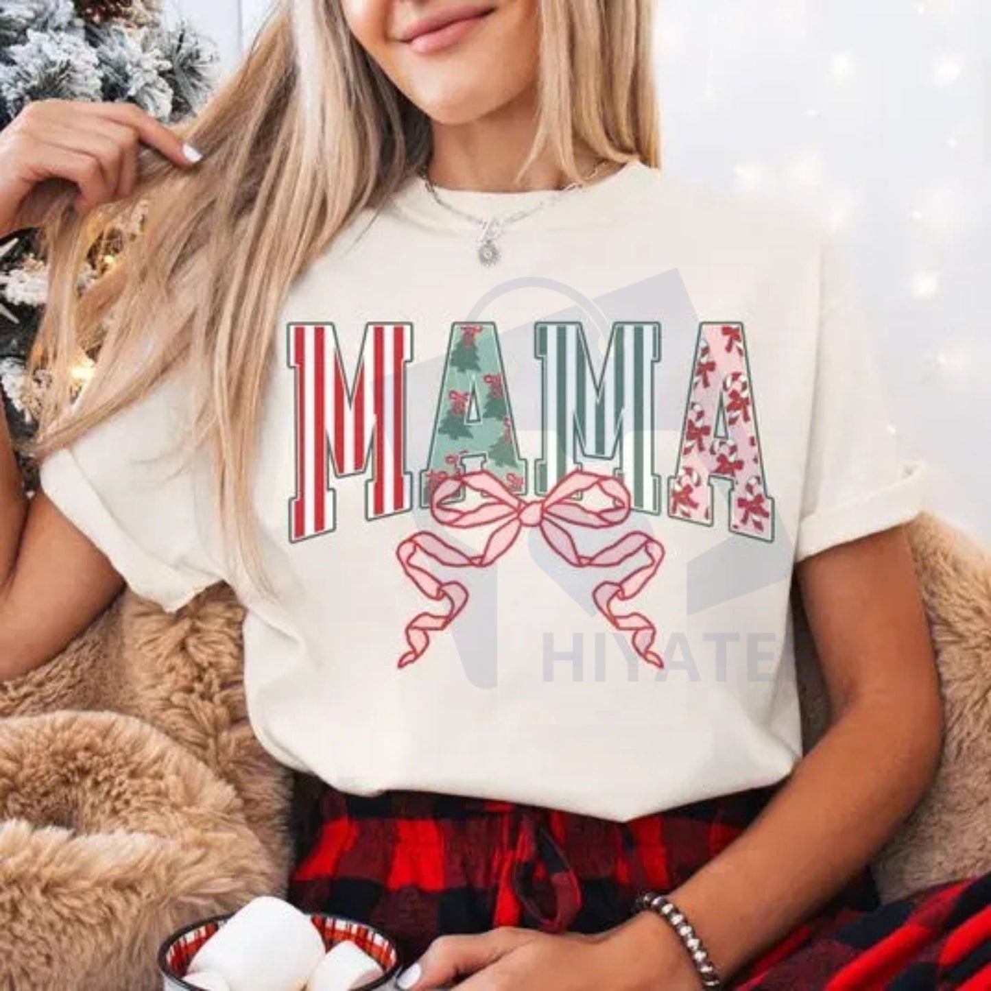 Comfort Colors Christmas Mama T-Shirt – Trendy Holiday Mom Tee, Cozy Xmas Mama Crewneck Gift