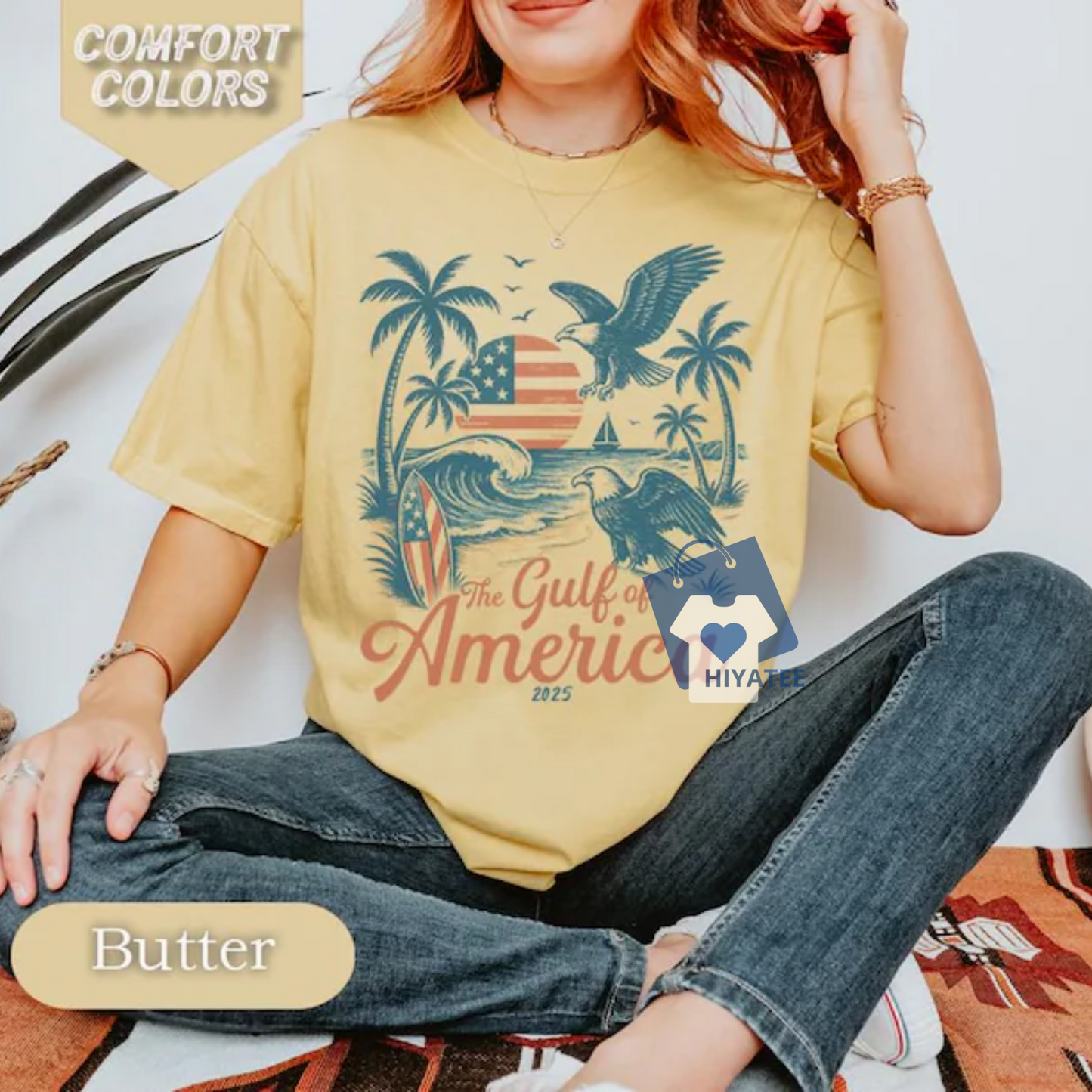 The Gulf of America 2025 Comfort Colors® T-Shirt – Vintage Garment-Dyed Beach Vacation Tee, Unisex Relaxed Fit