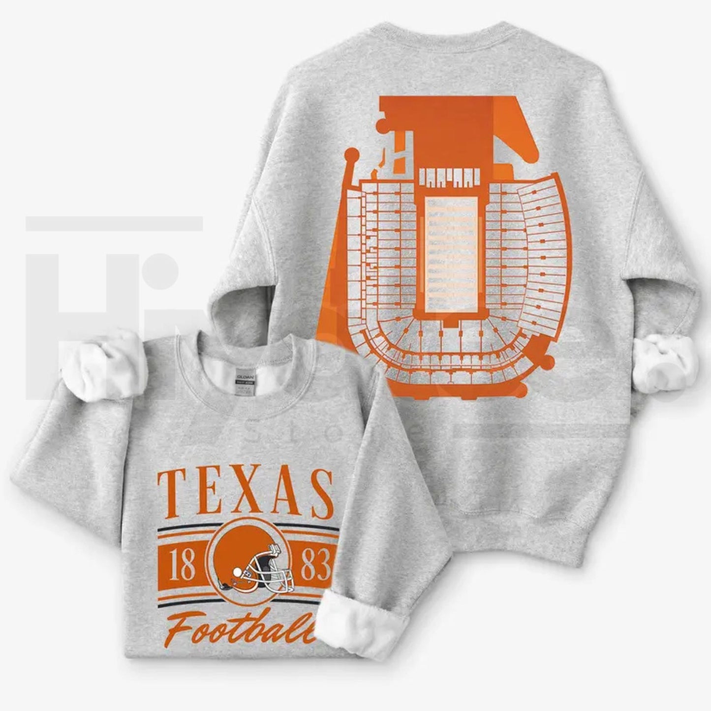 Vintage College Football 2 Sided Ash Grey Sweatshirt – 2-Sided Retro Game Day Stadium Crewneck, Menswear Classic Cotton