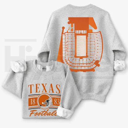 Vintage College Football 2 Sided Ash Grey Sweatshirt – 2-Sided Retro Game Day Stadium Crewneck, Menswear Classic Cotton