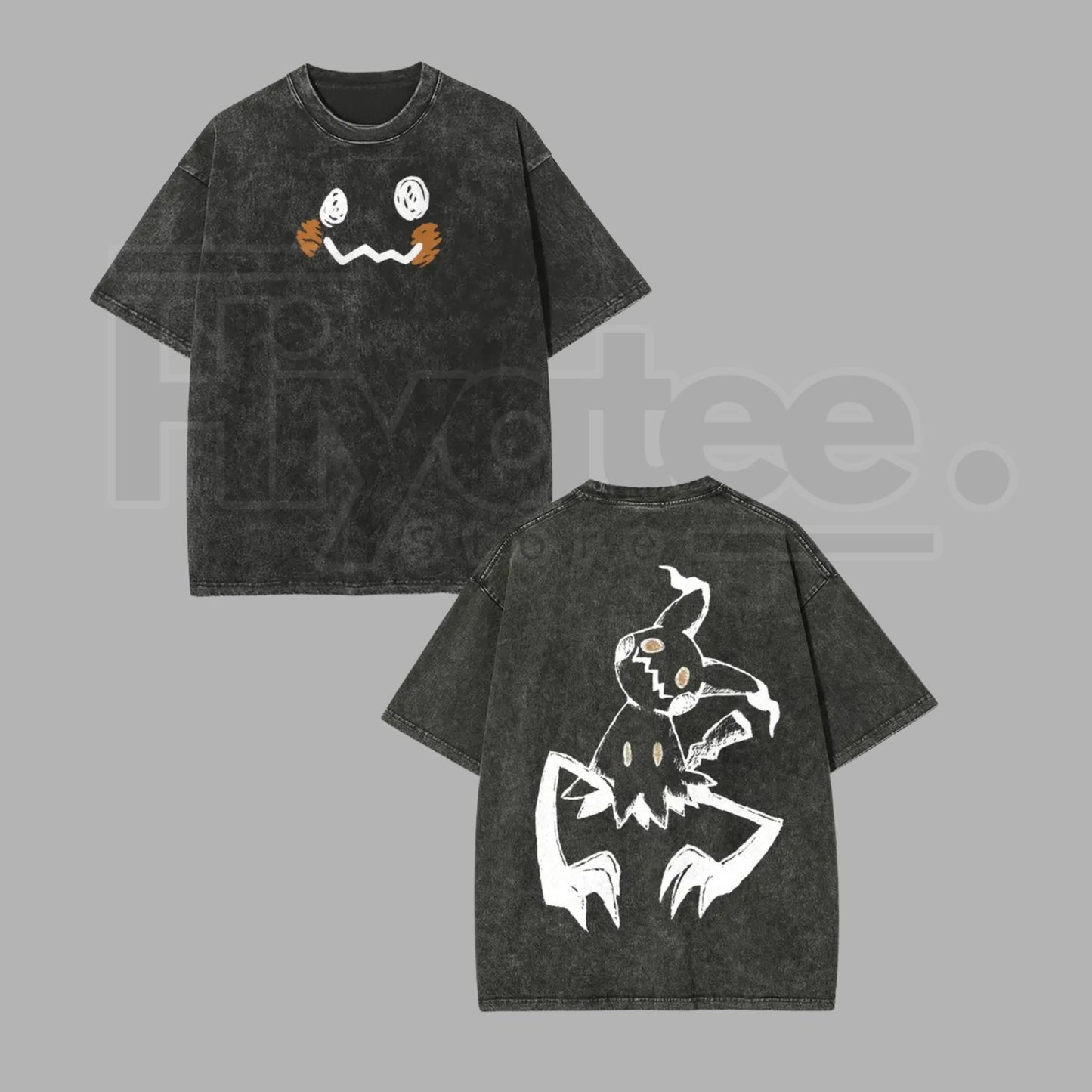 "Pocket Monsters" Vintage Washed T-Shirt – Batik Cotton Oversized Streetwear
