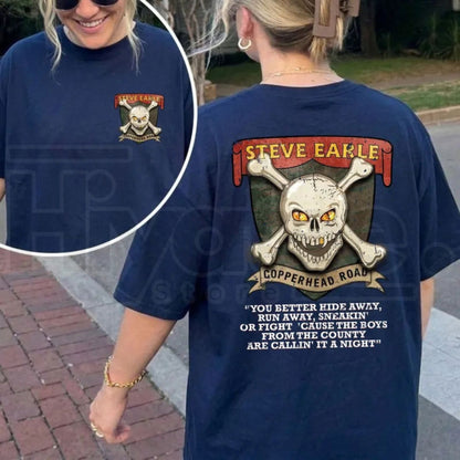 Steve Earle Copperhead Road T-Shirt – Vintage Skull Outlaw Country Tee