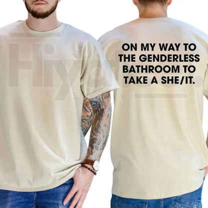 Funny Restroom Humor Political Satire T-Shirt – Menswear Graphic Tee
