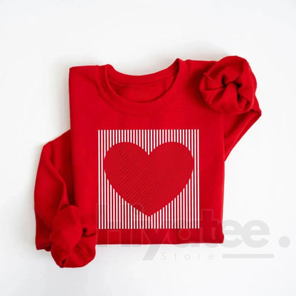 Retro Valentines Heart Sweatshirt: Cute Love Crewneck for Teachers, Moms & Women