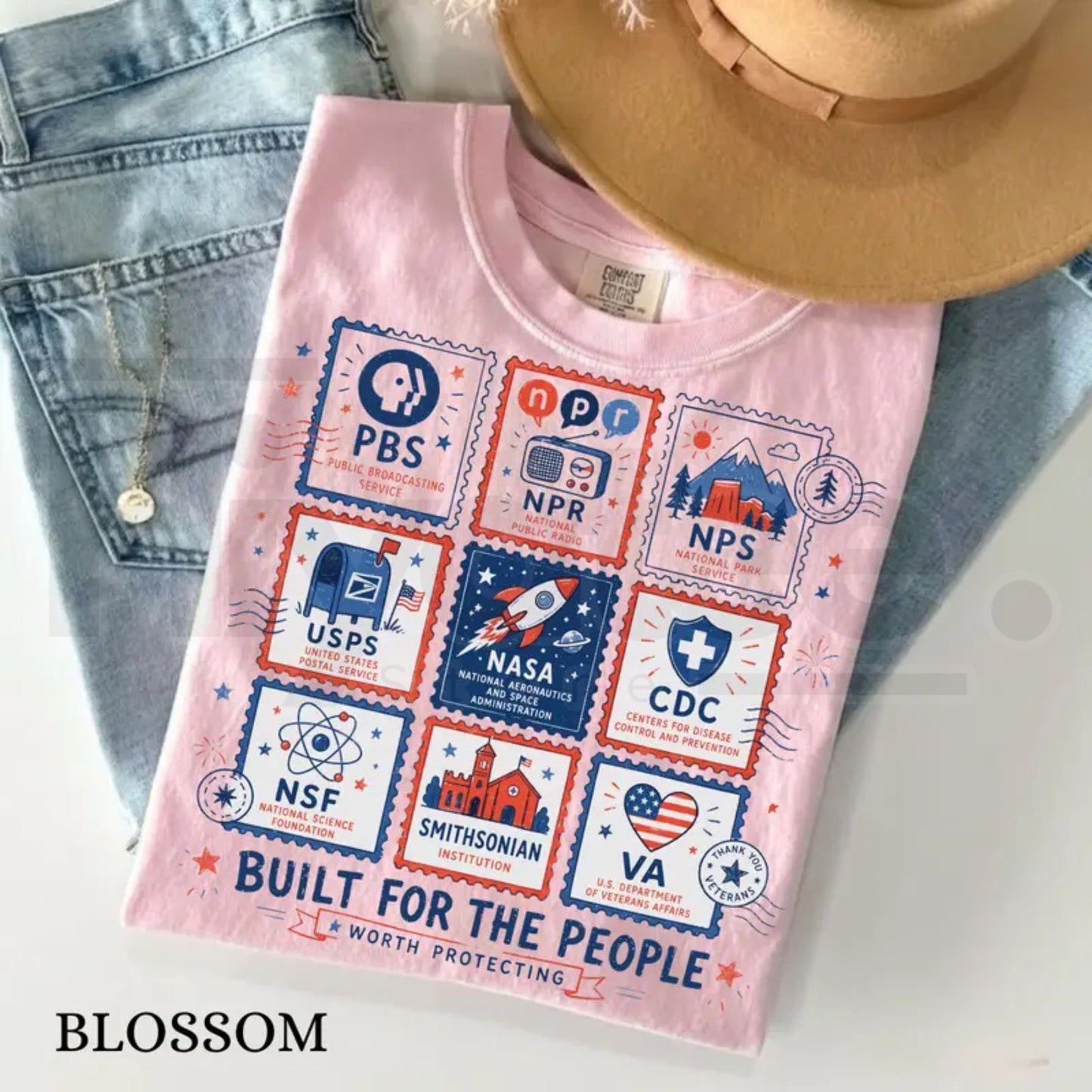 Comfort Colors Built for the People Shirt – Retro Democratic Institutions Stamp Tee, Vintage Leftist Protest Top