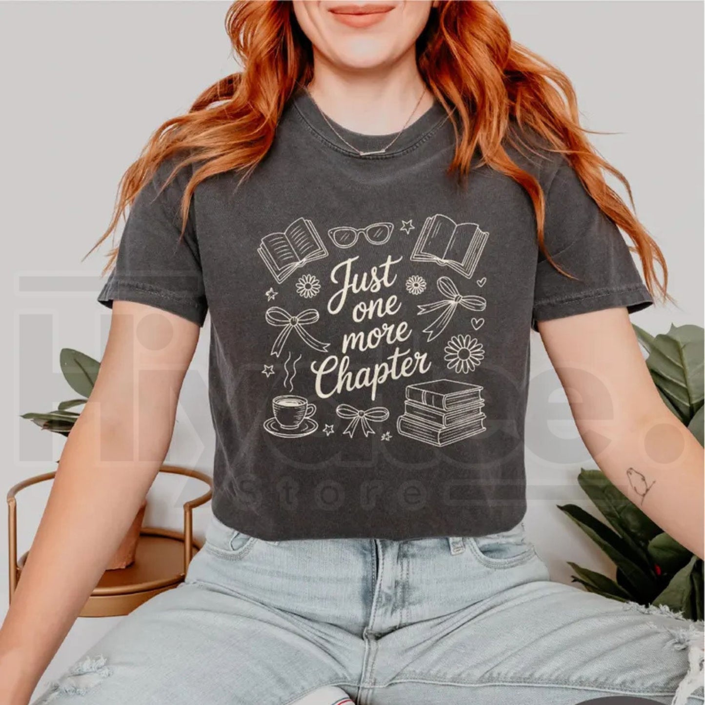 Comfort Colors Just One More Chapter Shirt Books and Coffee Reader Tee