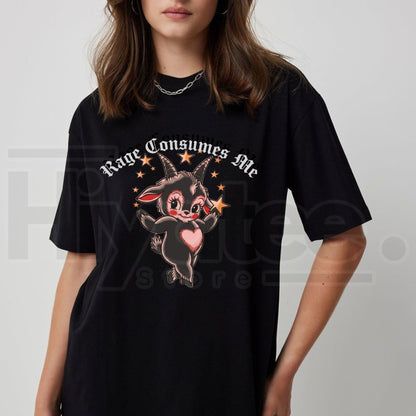 Rage Consumes Me Cute Goat T-Shirt – Traditional Tattoo Graphic Tee