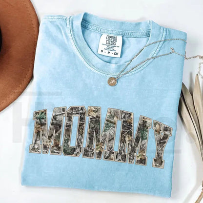 Comfort Colors® Custom Mama Chambray T-Shirt – Personalized Camo & Varsity Style Shirt