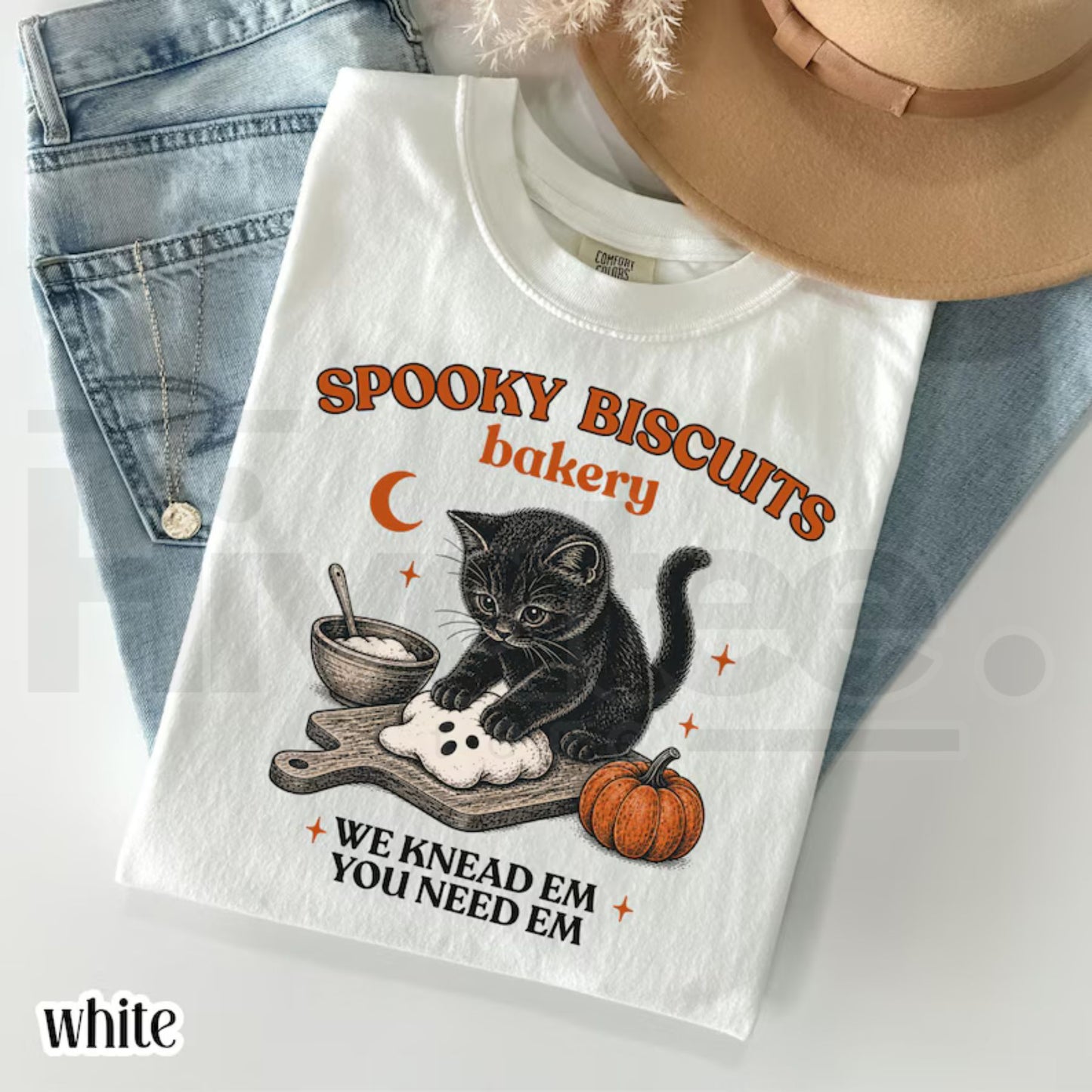 Comfort Colors Kitty Biscuits Shirt Spooky Season Black Cat Halloween Tee