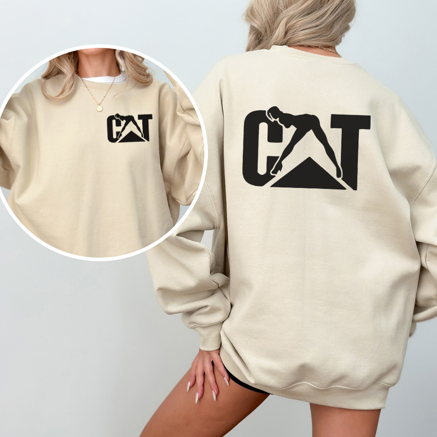 Cat With Woman Sweatshirt – Unisex Long Sleeve Pullover for Cat Lovers - Hiyatee