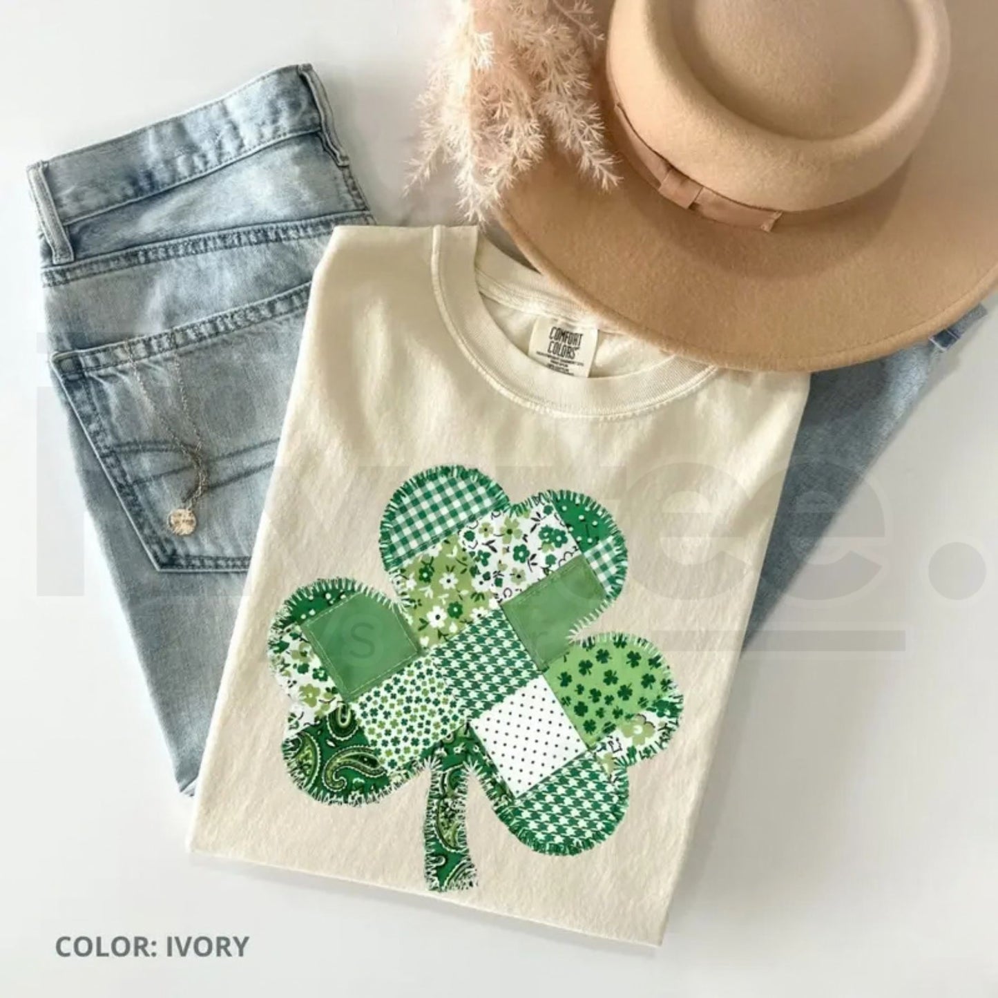 Comfort Colors® Patchwork Shamrock T-Shirt – Retro St. Patrick’s Day Printed Tee, Lucky Irish Graphic Shirt