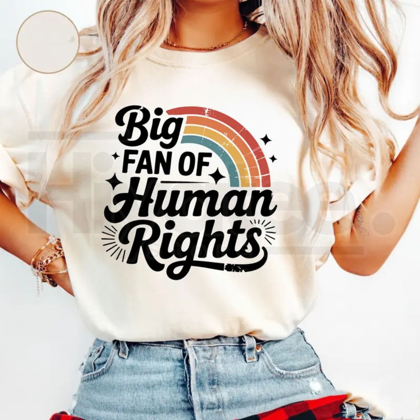Big Fan of Human Rights T-Shirt – Retro Rainbow Radicalized by Basic Decency Tee, Inclusive Everyone Welcome Liberal Gift