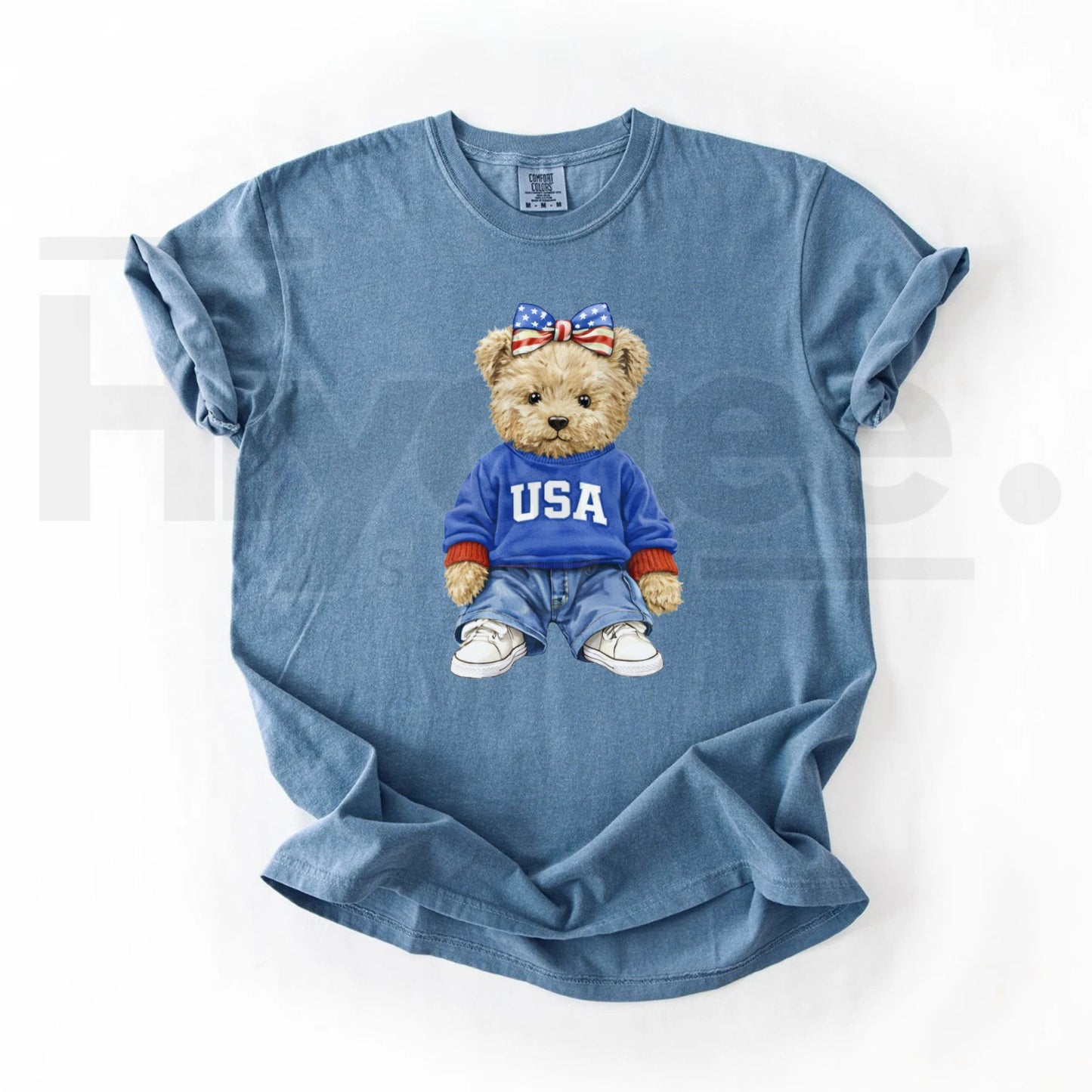 Comfort Colors® USA Bear Shirt – Trendy Women's Patriotic Graphic Tee