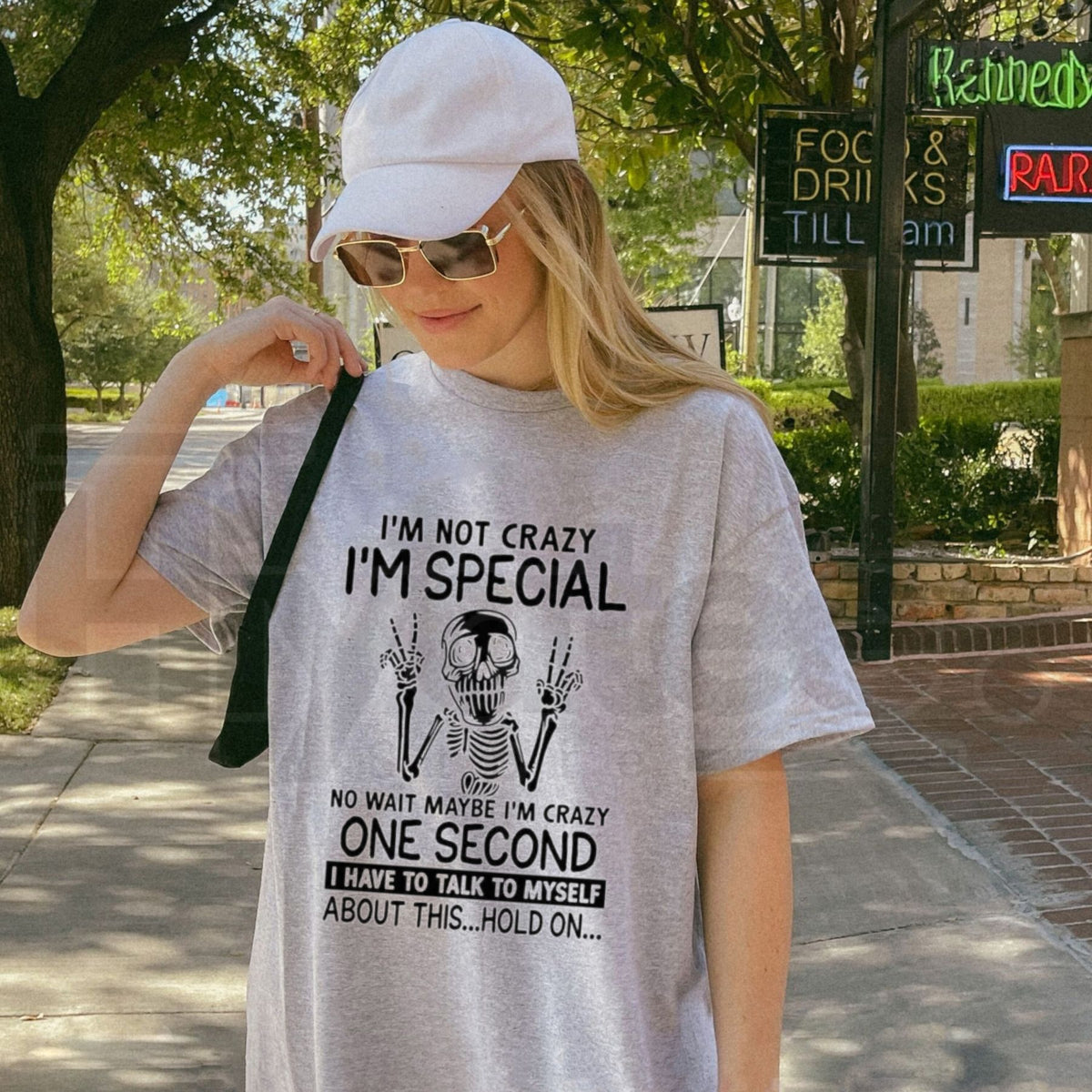 I'm Not Crazy I'm Special Graphic T-Shirt – Funny Skeleton Quote Sarcastic Tee