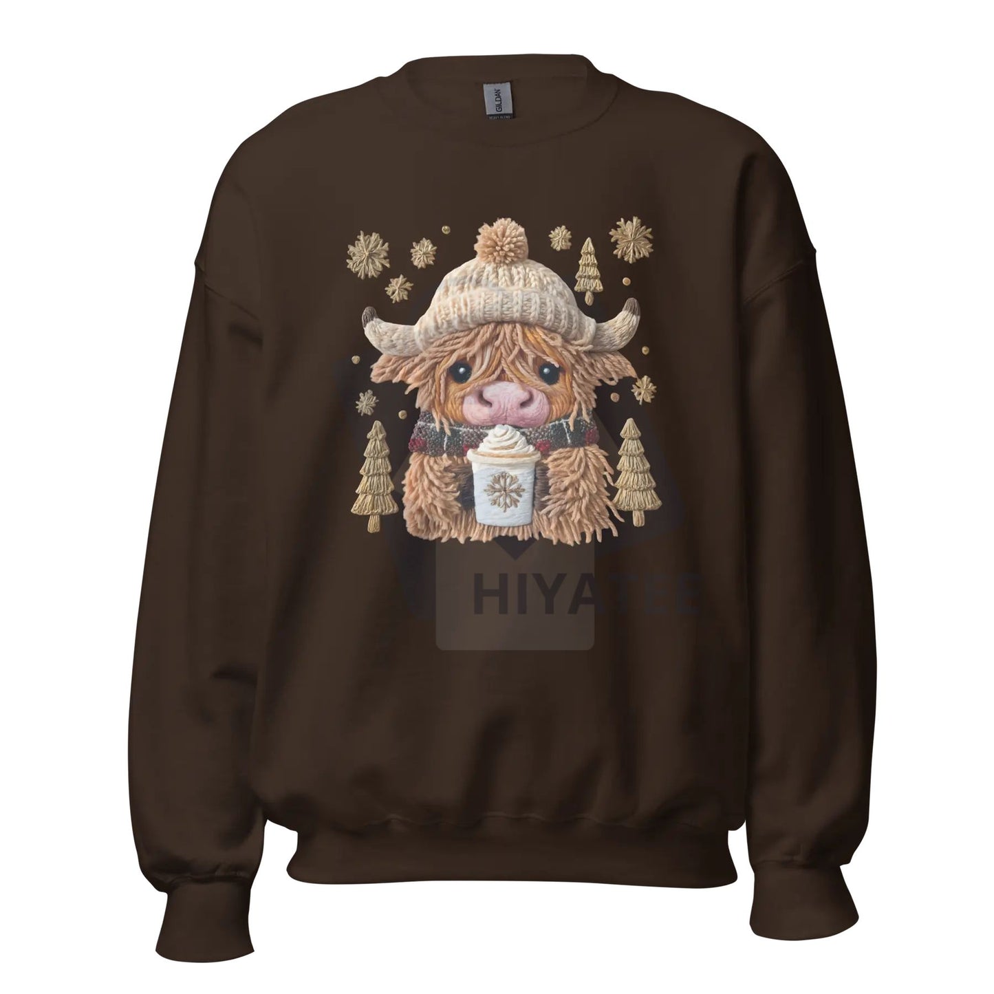Hazel the Highland Cow Unisex Crewneck Sweatshirt: Cute Animal Graphic Pullover, Cozy Farm Aesthetic Top, Printed in the USA Gift