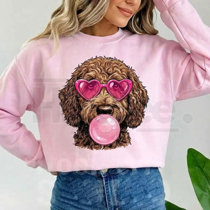 Valentine’s Day Dog Shirt: Heart Glasses & Bubblegum Tee - 50+ Breeds Available