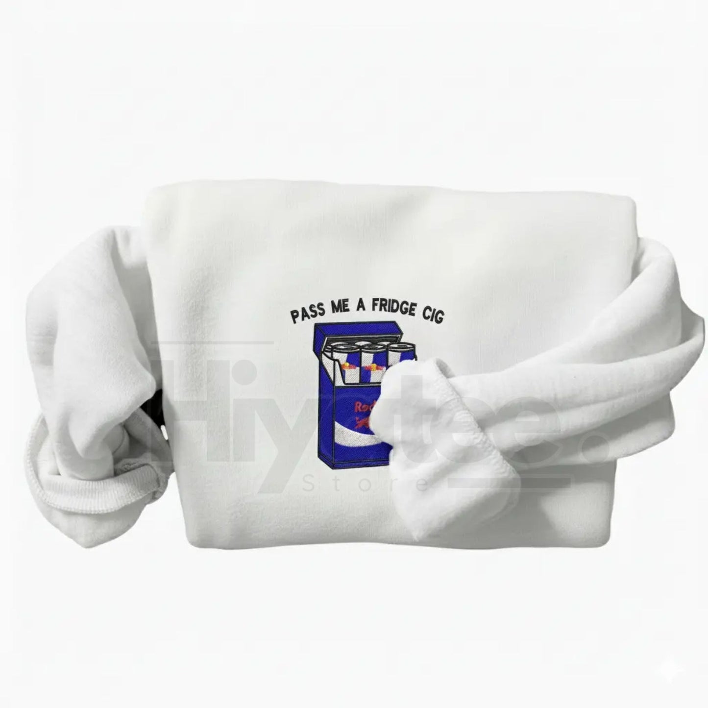 Funny "Pass Me A Fridge of Blue Soda" Embroidered Sweatshirt – Sarcastic Holiday Crewneck