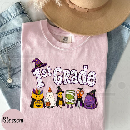 Comfort Colors All Grade Halloween Teacher Shirt Spooky Pencil Classroom Tee