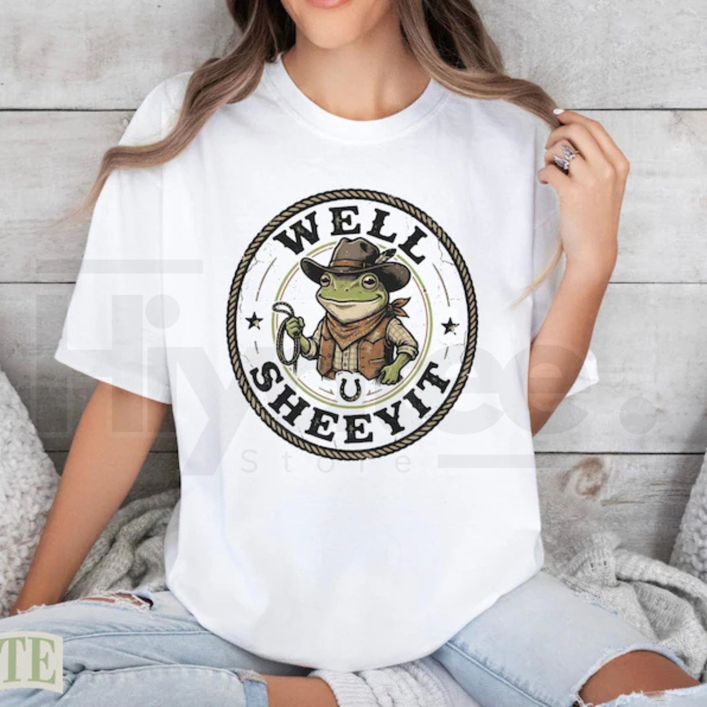 Well Sheeyit Cowboy Frog Shirt Vintage Country Western Toad Tee Funny Meme Top