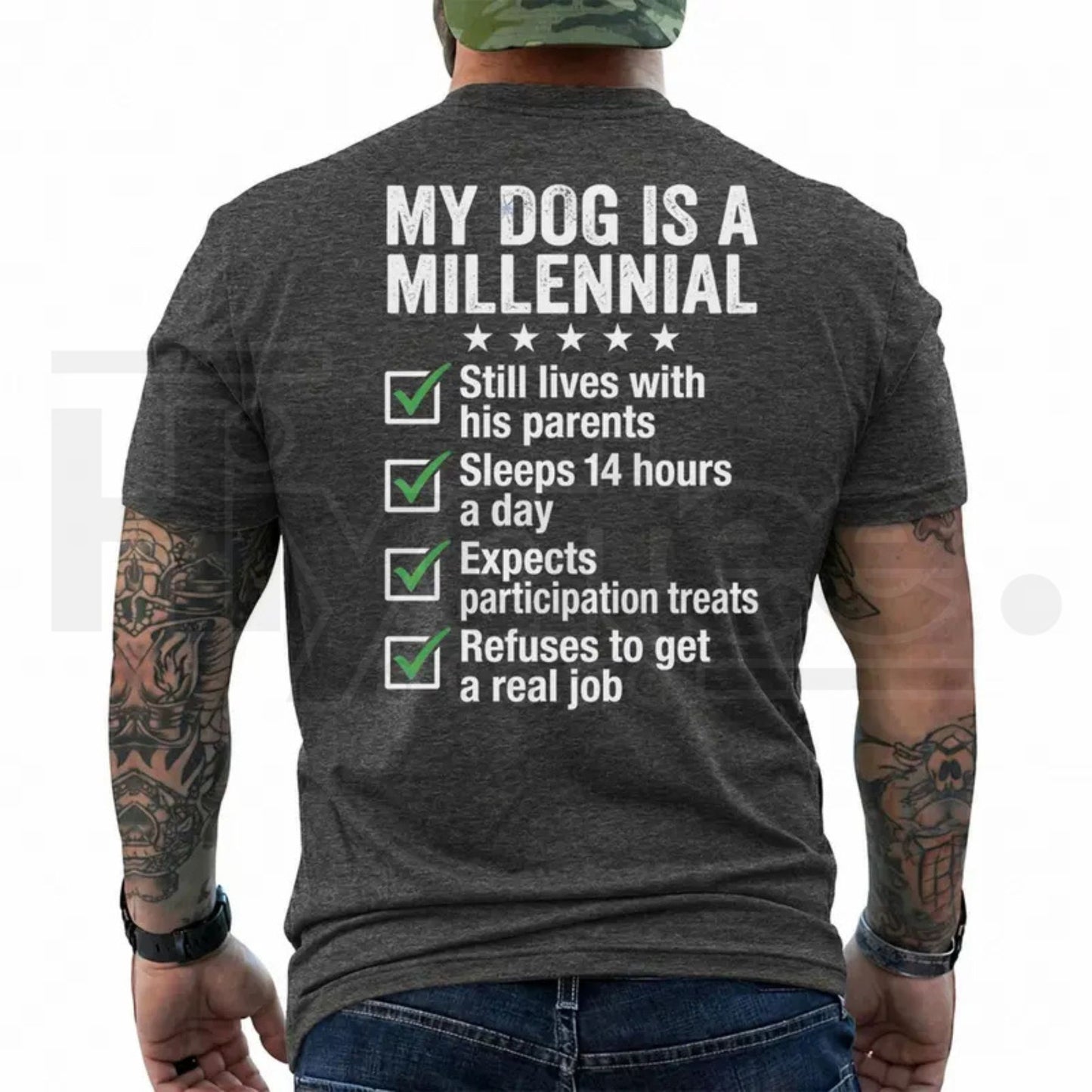 Funny Dog Dad T-Shirt for Men – My Dog Is A Millennial Graphic Tee