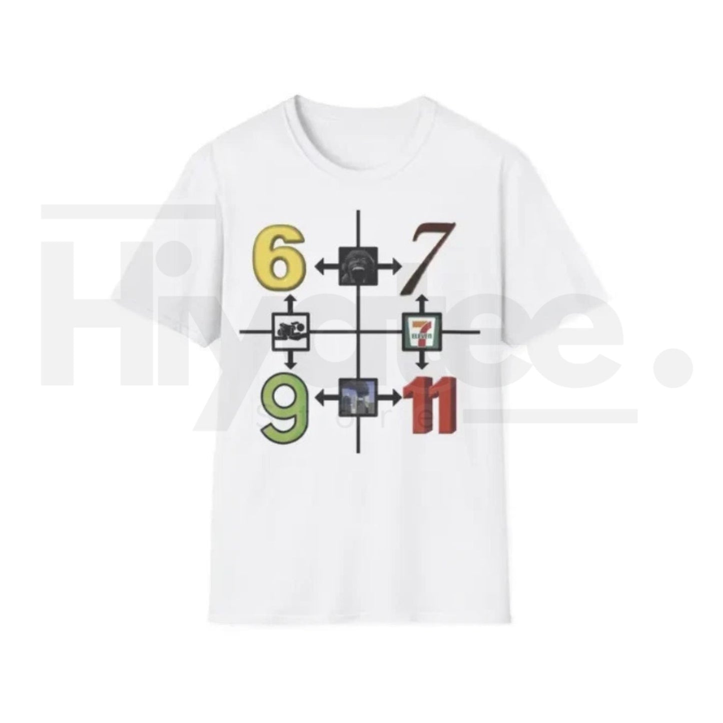 69 67 9/11 7-11 Meme T-Shirt – Funny Gen Z Absurdist Humor Graphic Tee