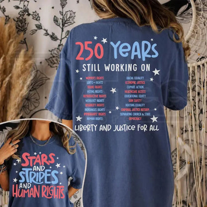 Stars Stripes And Human Rights 2-Sided T-Shirt – 4th of July Activist Equal Rights Tee