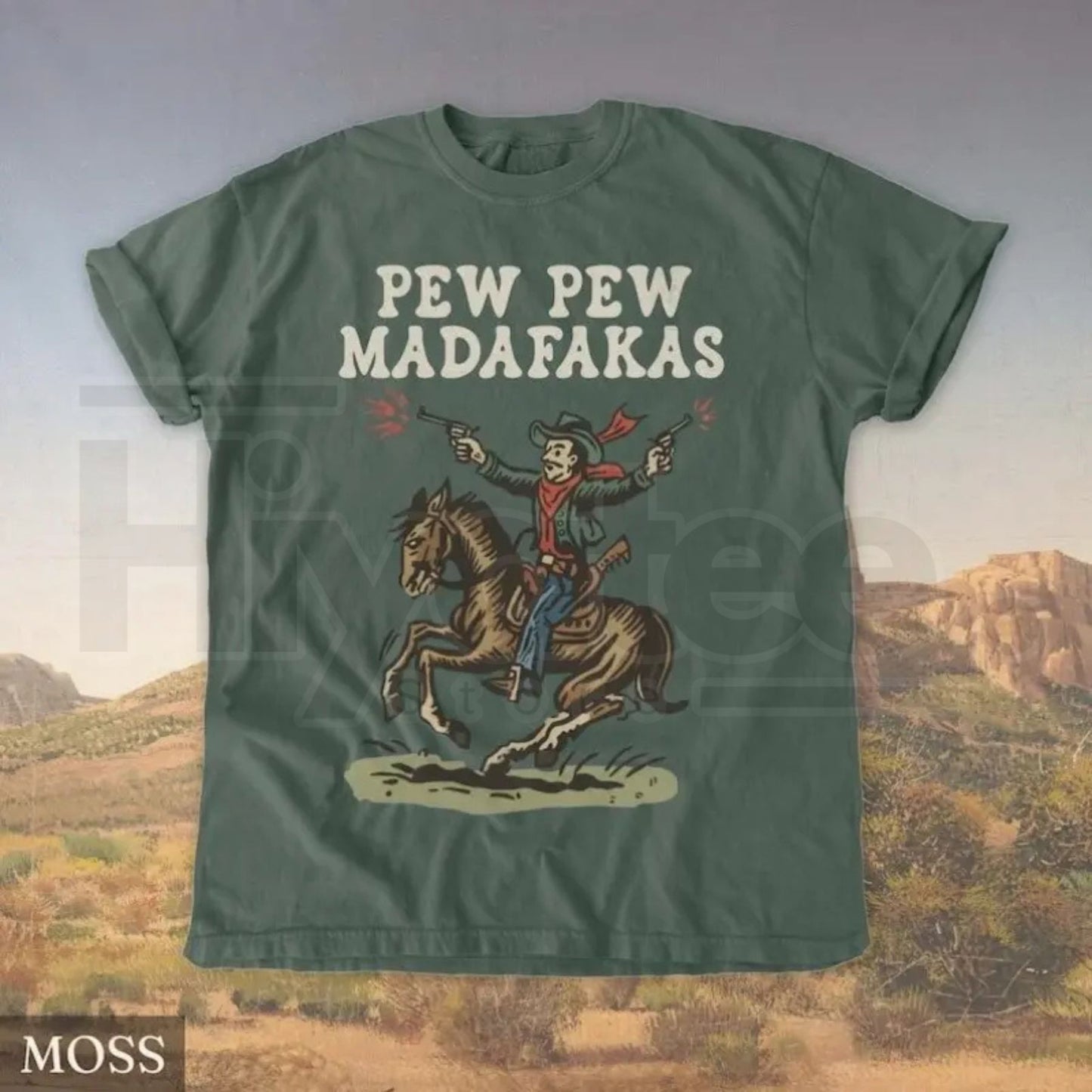 Comfort Colors® Retro Cowboy Pew Pew Madafakas Shirt – Funny Western Graphic Tee