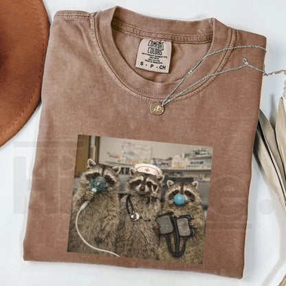 Comfort Colors Nurse Raccoon Shirt Funny ER Graphic Tee